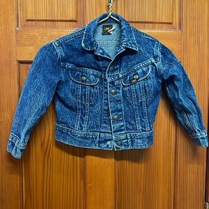 Vintage Lee Size 7 Kids Denim Blue Jean Jacket Snap Button